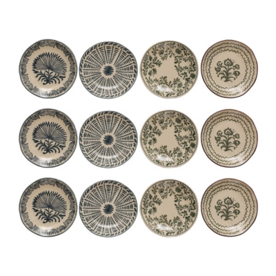 Storied Home Stoneware Dinnerware Plates Set of 12, , large