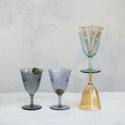 Storied Home Stemmed Wine Glass Set of 4, Multi