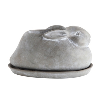 Storied Home Rustic Rabbit Planter with Saucer Set, , large