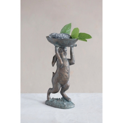 Storied Home Decorative Resin Rabbit Bird Bath, , rollover