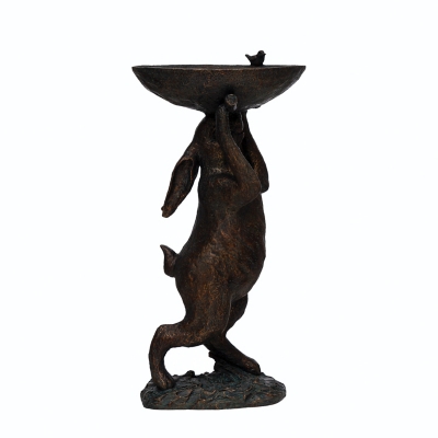 Storied Home Decorative Resin Rabbit Bird Bath, , large