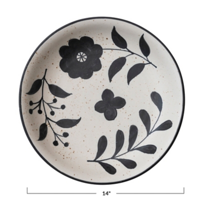 Storied Home Stoneware Hand Painted Bowl with Floral Design - Thumbnail 4
