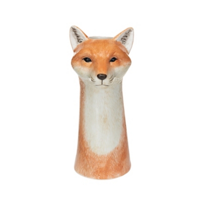 Storied Home Hand-Painted Decorative Stoneware Fox Vase, , large