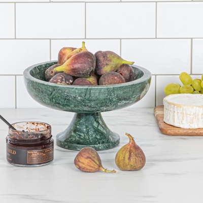 Storied Home Marble Footed Pedestal Bowl, , rollover