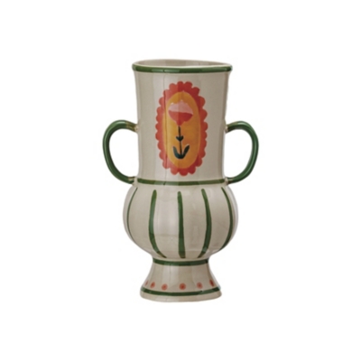 Storied Home Scandinavian Hand-Painted Stoneware Urn, , large