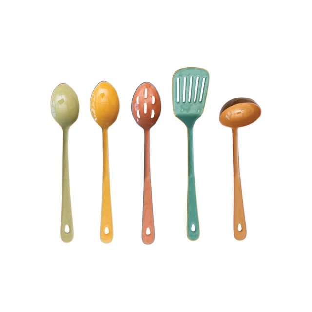 Storied Home Enameled Stainless Utensil Set of 4