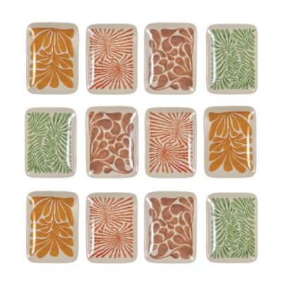 Storied Home Stoneware Plate with Abstract Design Set of 12, , large