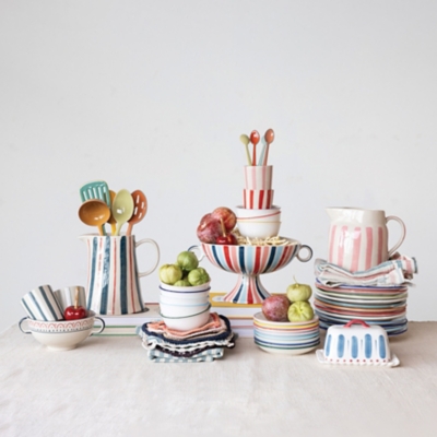 Storied Home Stoneware Plate Set with Restaurant Image Set of 12, , rollover