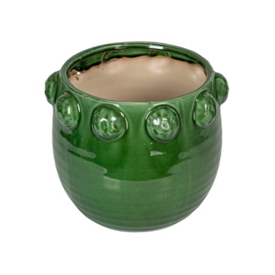 Storied Home Terra-cotta Planter with Raised Dots, Green, large