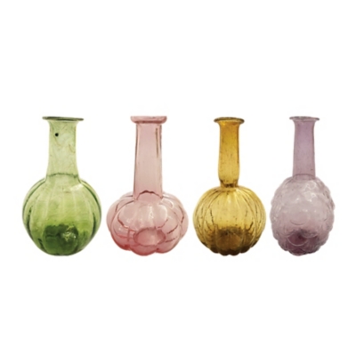 Storied Home Various Embossed Glass Vases Set of 4, , large