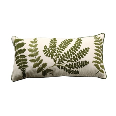 Storied Home Fern Fronds Embroidery Lumbar Pillow, , large