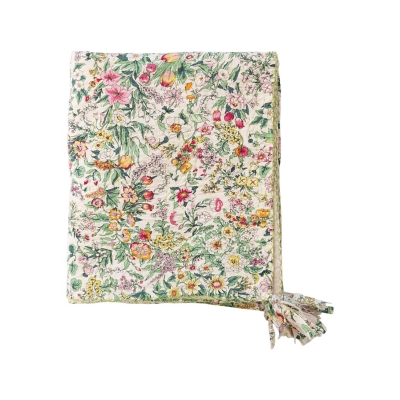 Storied Home Kantha Floral Pattern Quilted Throw, , large