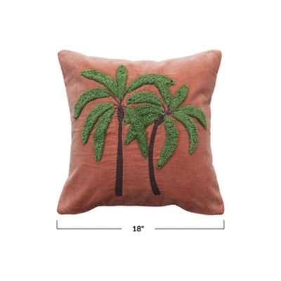 Storied Home Embroidered Velvet Pillow - Thumbnail 2