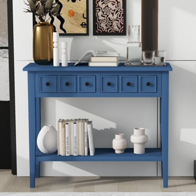Dovelina Trecy Console Table with Open Shelf, Blue, rollover