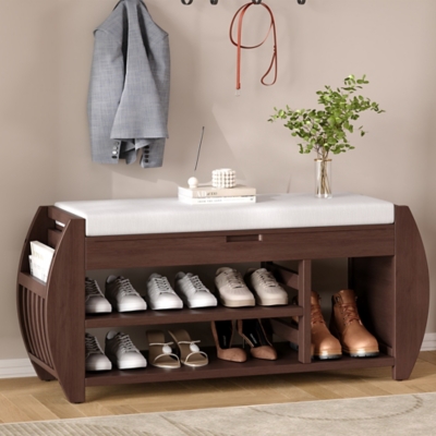 Dovelina Tresy Storage Bench Ottoman, Brown