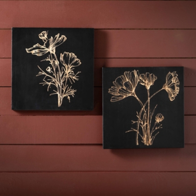 Sullivans Floral Print Wall Decor (Set of 2), Black