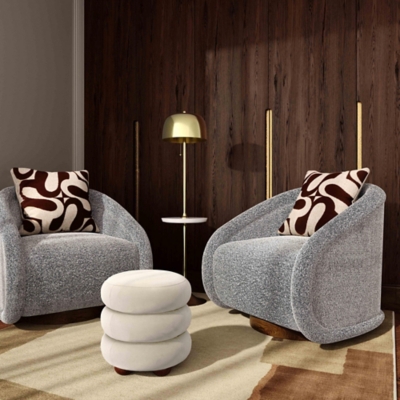 TOV Furniture Stefanie Ottoman, Cream, rollover