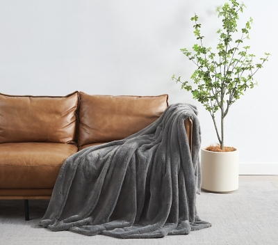 Royal Velvet Solid Throw, Gray, rollover