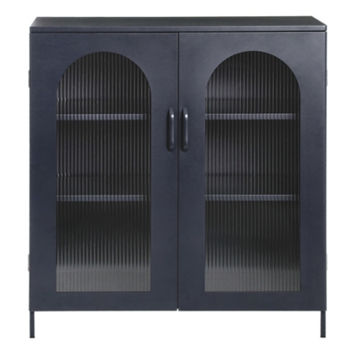 Storied Home Solstice 14" Accent Cabinet with 2 Shelves, Black, large