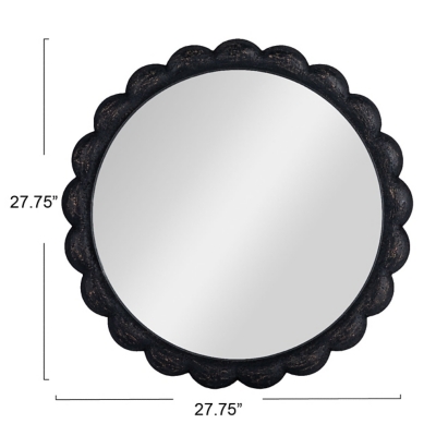 Storied Home Round Scalloped Wall Mirror