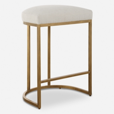 Exalted Living Counter Height Bar Stool, White, large