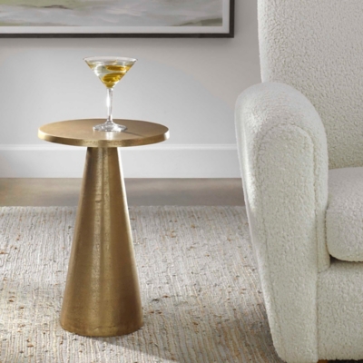 Exalted Living Pedestal Accent Table, Gold, rollover