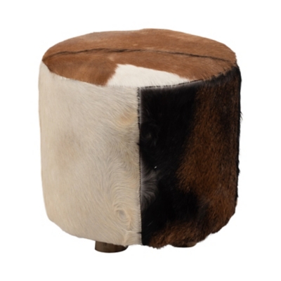 Ashley Luxe 18” Cowhide Ottoman, Multi (2), , grid