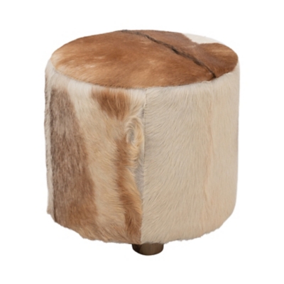 Ashley Luxe 18” Cowhide Ottoman, Multi (2), , large