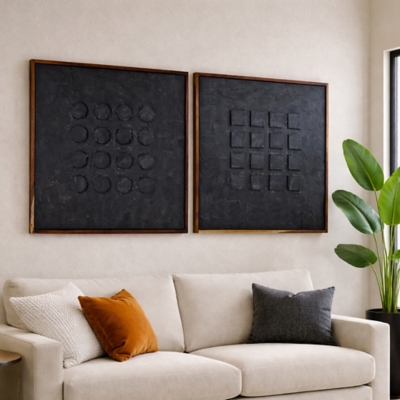 Ashley Luxe S/2 94 x 47 Hand Painted Rnd-Square Block Dimensions, , grid
