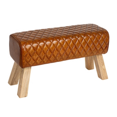 Storied Home Stylish Bench, Camel/Natural, grid