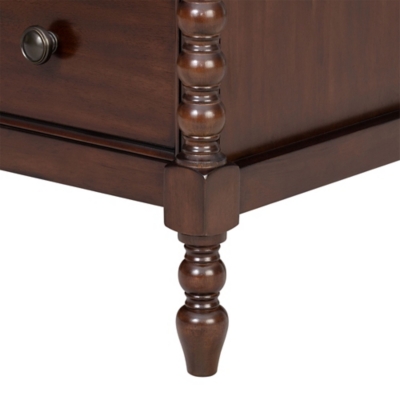 Corner leg detail of the dresser showcasing turned leg design