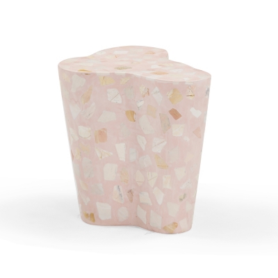 pink terrazzo side table with terrazzo pattern
