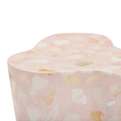 top edge of pink terrazzo side table
