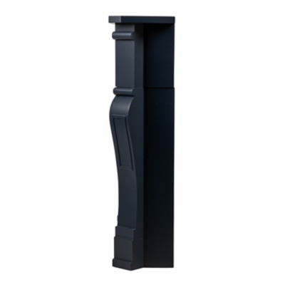 Profile/side view of blue mantel post