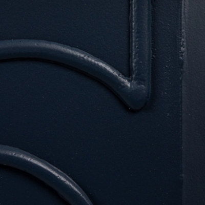 Close-up of the blue mantel surface texture and molding