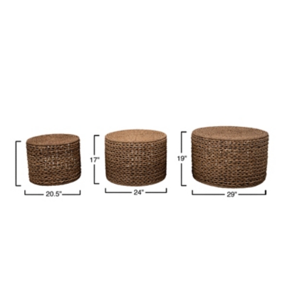 Dimensions of woven nesting tables