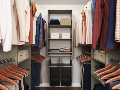 EasyFit Closet Storage Solutions 21"-25" W Weathered Gray Laundry Hamper Closet Kit, Weathered Gray, large
