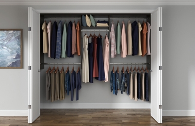 EasyFit Closet Storage Solutions 48"-96" W Truffle Basic Hanging Closet System, Truffle, large