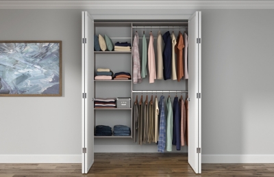 EasyFit Closet Storage Solutions 36"-60" W Weathered Gray Shelving Closet System, Weathered Gray, large