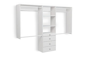 EasyFit Closet Storage Solutions 48"-96" W White Closet System, White, large