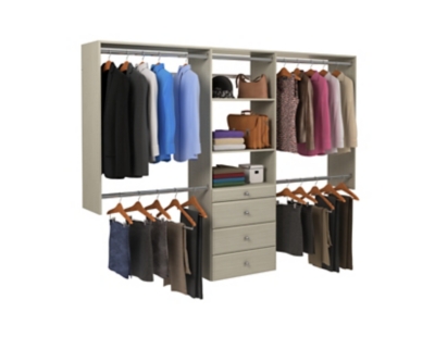 EasyFit Closet Storage Solutions 48"-96" W Weathered Gray Closet System, Weathered Gray, large