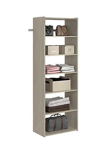 EasyFit Closet Storage Solutions 25" W Weathered Gray Shelf Tower Kit, Weathered Gray, rollover