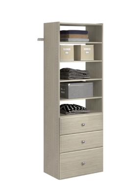 EasyFit Closet Storage Solutions 25" W Weathered Gray Premium Tower Kit, Weathered Gray, large