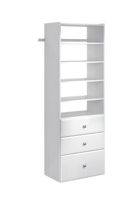 EasyFit Closet Storage Solutions 25" W White Premium Tower Kit, White, large