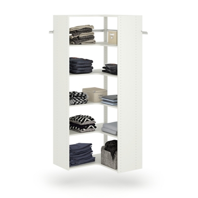 EasyFit Closet Storage Solutions 30" W X 30" D White Corner Tower Kit, White, large