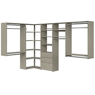 EasyFit Closet Storage Solutions 66" W X 114" D Weathered Gray Ultimate Corner Kit, Weathered Gray, large