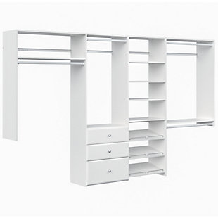 EasyFit Closet Storage Solutions 72"-120" W White Dual Tower Closet Kit, White, large
