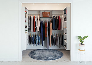This U-Shaped closet kit was made to be your easy-to-install, walk-in dream! The three-kit combination includes double-hanging and long-hanging space for dresses, button ups and more. Shelving is included to hold sweaters, denim, shoes and miscellaneous belongings. And for some hidden storage, three drawers.  This closet system hangs on wall mounted steel rails for an easy installation.  Each kit can be installed on its own or combined with other closet kits and comes with all of the required installation hardware. For any questions regarding this product, please contact customers@thestowcompany.com or 1-800-562-4257 Monday through Friday 8:00AM to 5:00PM (EST)Ships in 9 boxes | Kit mounts to the wall with included hardware so there is no need to remove baseboards | Kit comes with two 8" drawers and one 12" drawer with full extension ball bearing glides | Can be installed by itself or with any  of the other available closet kits | Made from durable scratch and moisture resistant laminant board