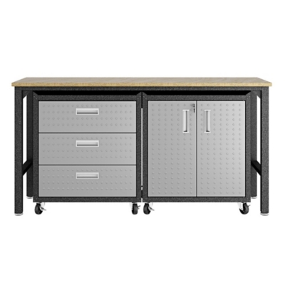 Manhattan Comfort 3-Piece Fortress Garage Cabinet and Worktable 3.0, , large