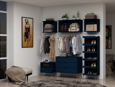 Manhattan Comfort Rockefeller 8- Piece Open Wardrobe, Blue, large